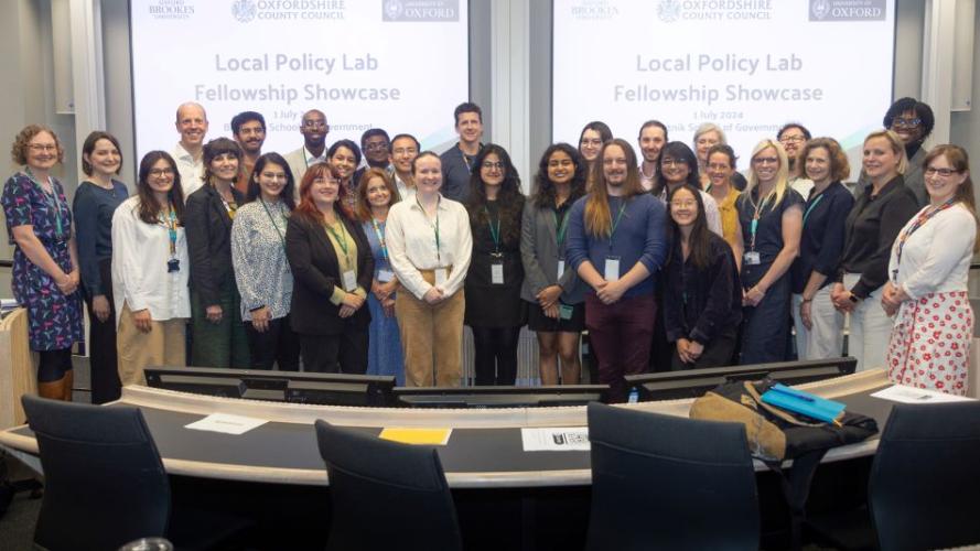 Group photo of the Local Policy Lab Fellows during the showcase event