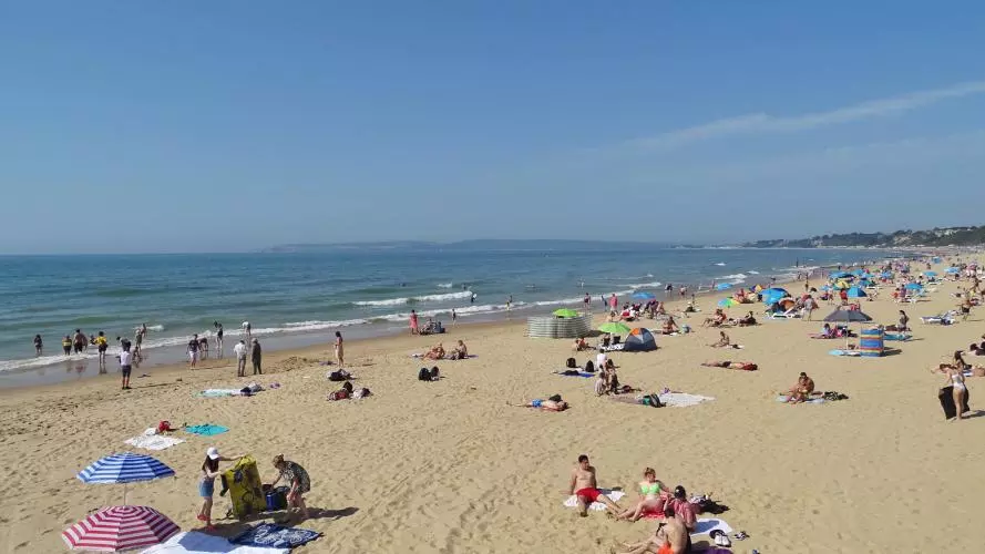 Bournemouth beach on a busy summer's day