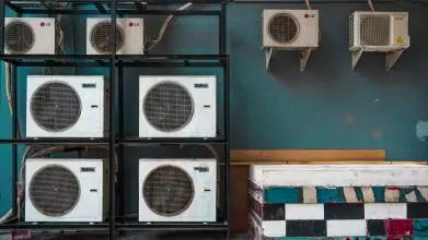 Air conditioning units mounted on a building