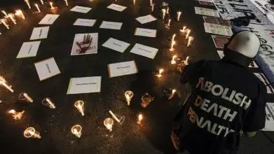 A vigil in protest against the death penalty in Jakarta, Indonesia in 2016