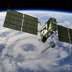 A satellite above earth's atmosphere