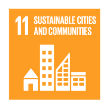 UNSDG11 Sustainable cities and communities, with a graphic of buildings