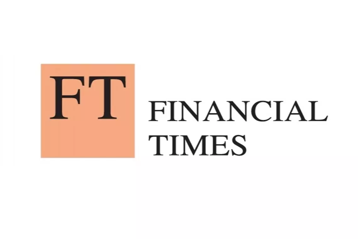 Peach-coloured square containing the initials FT, with Financial Times written to the right-hand side of it