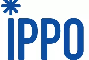 IPPO spelled out in blue capital letters