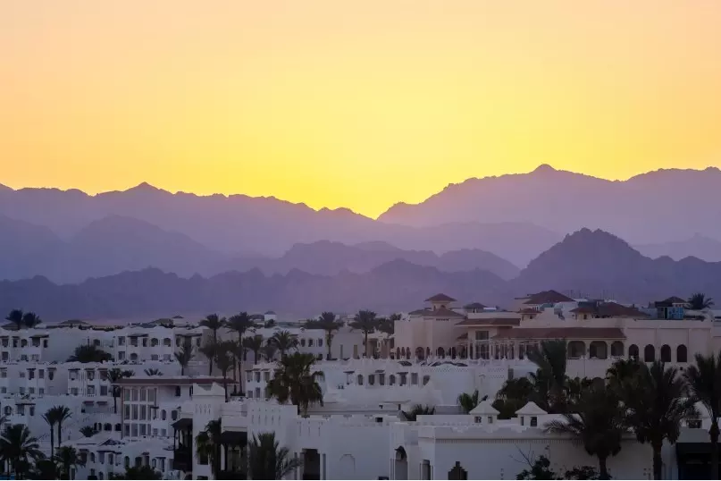 Sunset over an Egyptian town